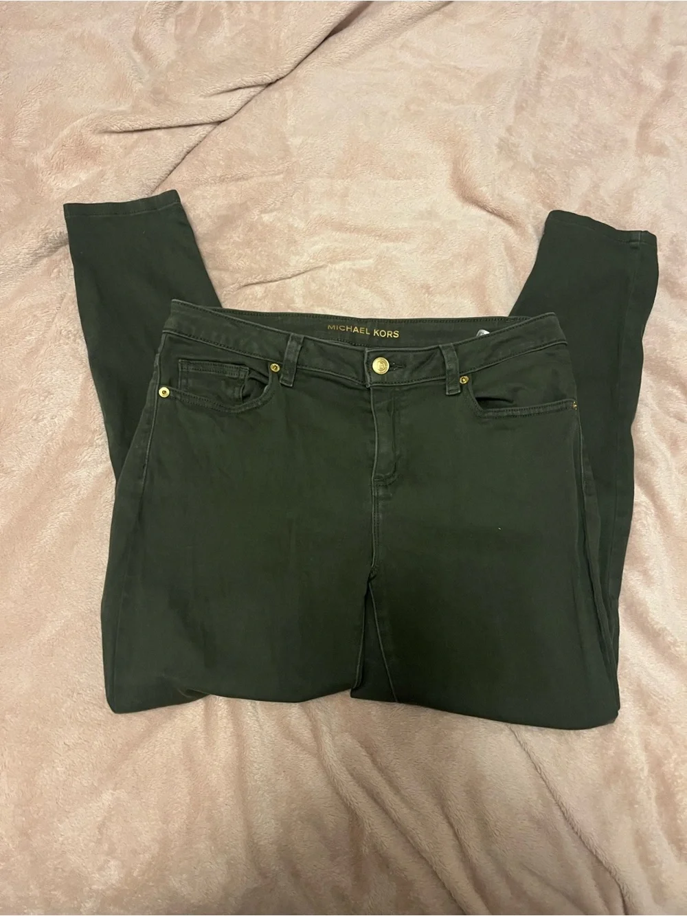 Michael Kors Izzy Skinny Forest Olive Green Skinny Jeans